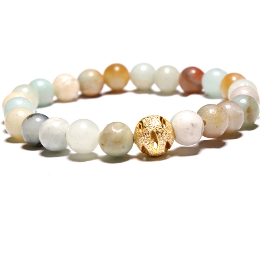 New Amazonite Stone bracelet healing gold beads